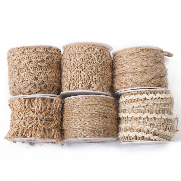 2Pcs Hemp Woven Ribbon Roll for DIY Gift &amp; Floral Decoration