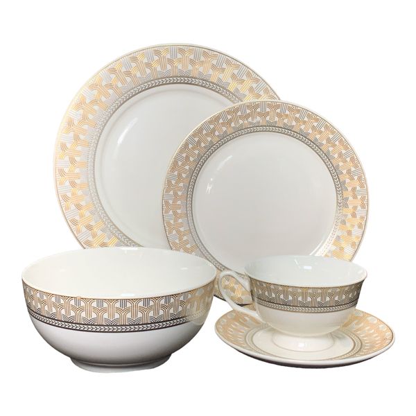 Quality Designer Collection Line Pattern Dinner set 20 Piece