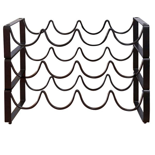 3-Tier Metal Stackable Free Standing Wine Rack-12 Bottles