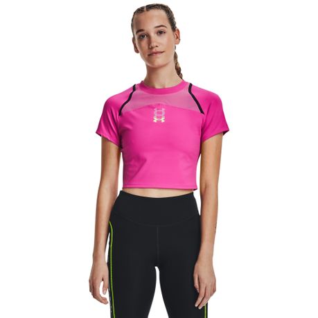 Under Armour Womens Heatgear Loose T-shirt Size XL X Large Hot Pink Short  Sleev