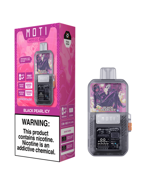 Moti GO Pro Rechargeable Vape Kit (12000) Black Pearl Icy POD + Battery