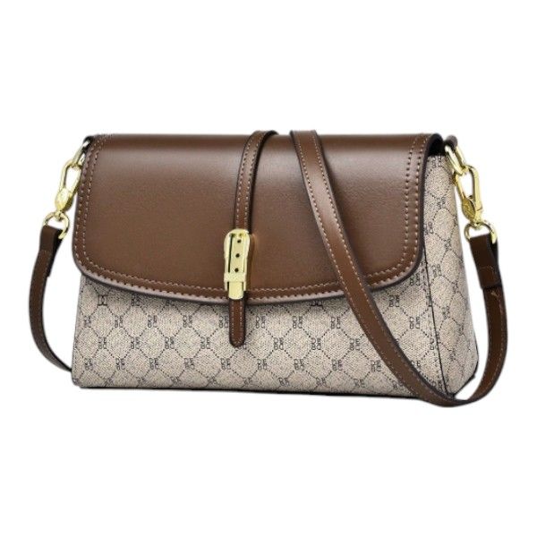 Elegant Buckled Shoulder Bag - Brown