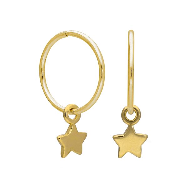 Jewellery Box - Gold Plated Sterling Silver Tiny Star Hoop 12mm Earrings
