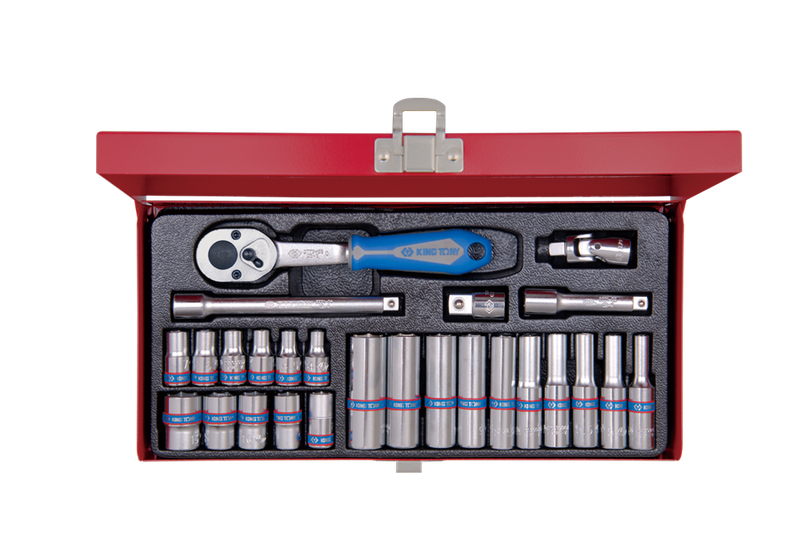 King Tony 1/4'' Std &amp; Deep Socket Set 4-13mm 26 Piece