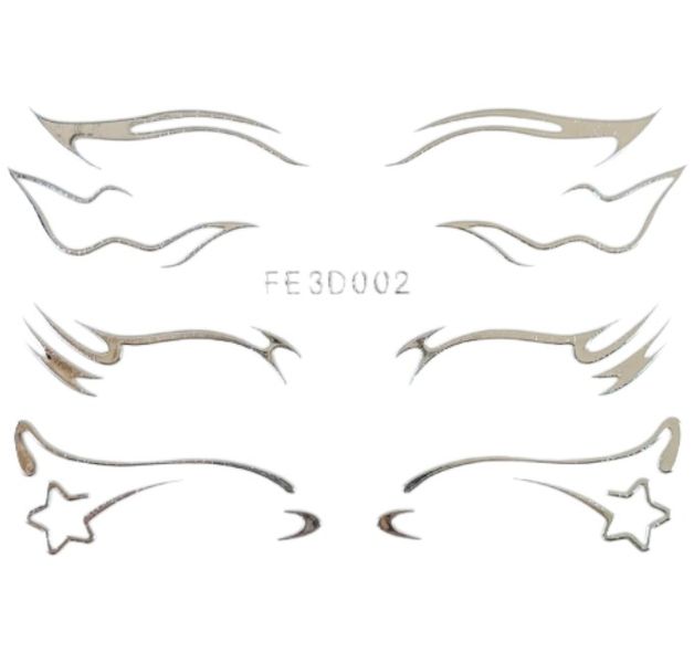 1 Piece - Starlit 3D Metallic Eyeliner Sticker Kit - Silver