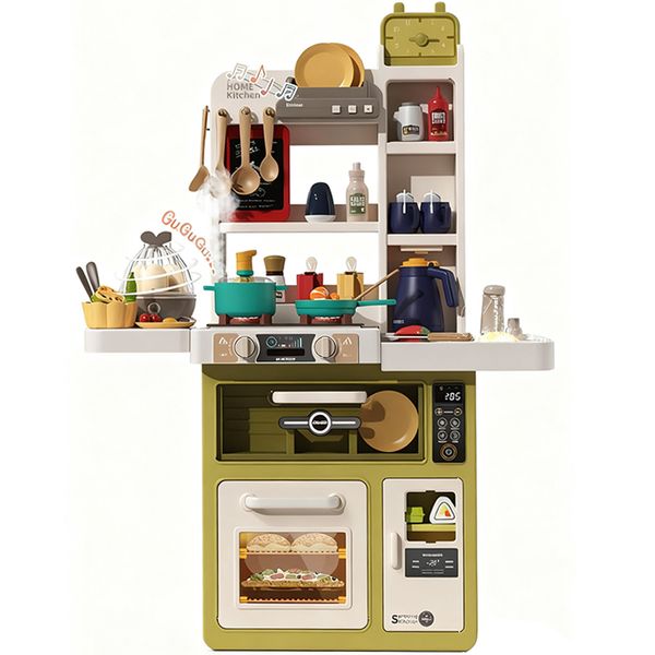 Kids Kitchen Pretend Playset with Lights &amp; Sound Play Food Toys - 63 Piece