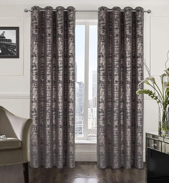Black Gold Velvet Abstract Dining Room Eyelet