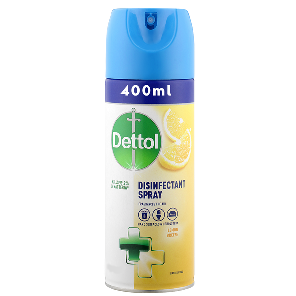 Dettol Disinfectant Spray, Sanitizing and Antibacterial Spray, Lemon Breeze, 400ml