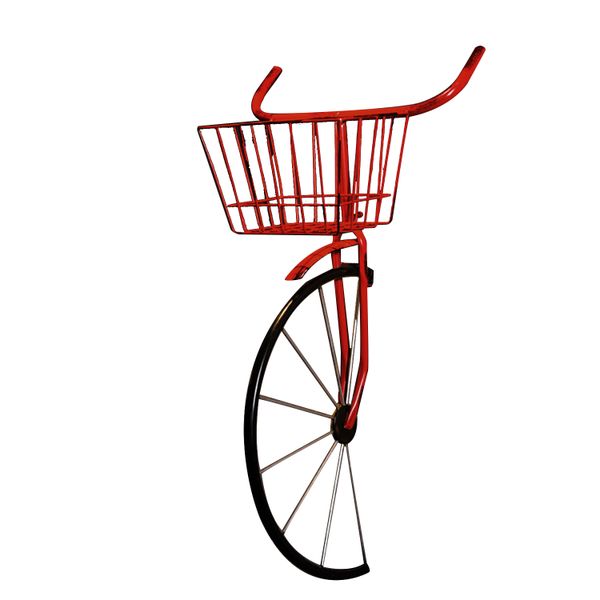 Decor Country Rustic Metal Bicycle Sculpture with Basket - 80cm