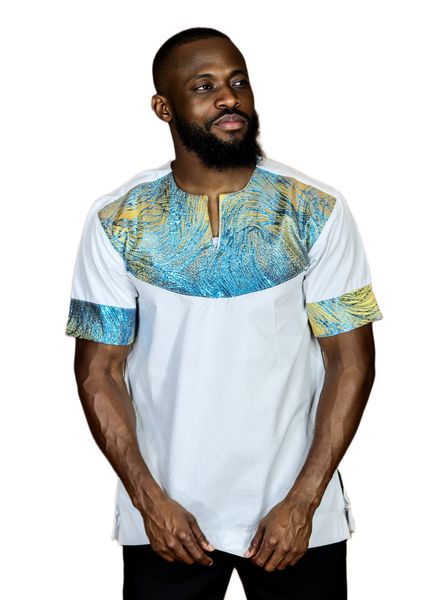 Africa Fashion House Arome Blue Dot Damask Shirt