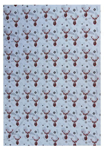 Grey Tablecloth With Reindeer- Snowflakes And Branches 6-8seater - 155 x 235cm