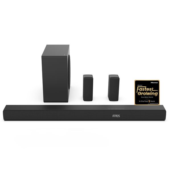 Hisense 5.1Ch 580W Dolby Atmos Bluetooth Soundbar with Wireless Subwoofer