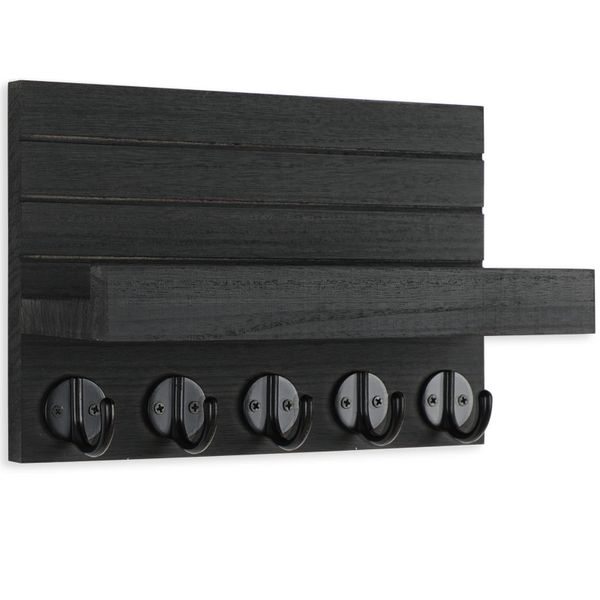 Key Holder, Decorative Key and Mail Holder with Shelf Has Large Hooks