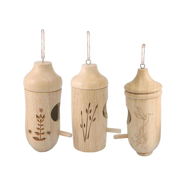 3Piece Hummingbird House for Outside Hanging Wooden Bird Nest Feeder Garden