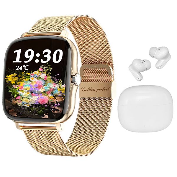 Women's Smart Watch&amp;Earbuds Set |Golden Perfect Fitness Tracking,Dual Strap