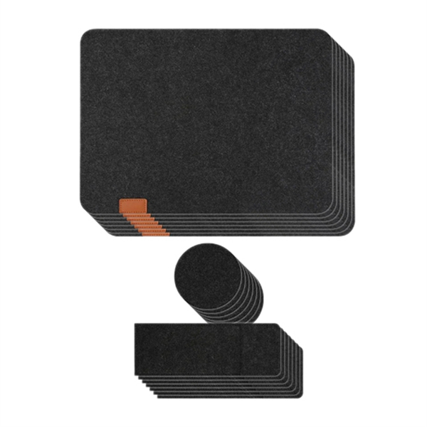 Washable Felt Placemats Table Mats Insulation Pads Black - 7 Set