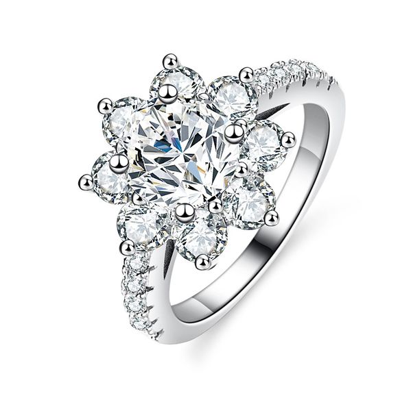 ZELTRYN S925 Silver Moissanite Sunflower Ring