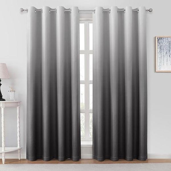 Readymade 60% Quality Blackout Eyelet Curtain Plain - Grey - White
