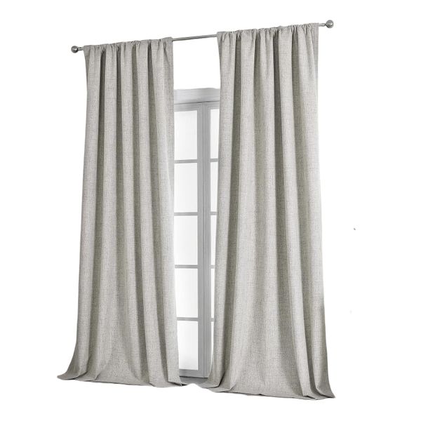 Blackout Linen-Cotton Blend Curtains in Gray