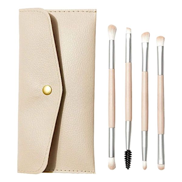 Eye Makeup Brushes and Makeup Brush Organizer Travel Case - Dusty Pink