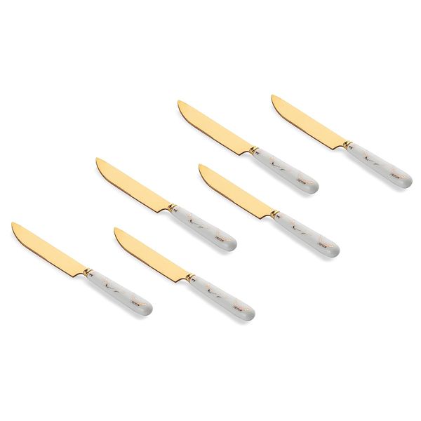 Classy 6-Piece White and Gold Knife Set - TK-SK128