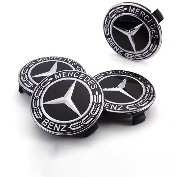 Merc 75mm Wheel Centre Caps (Set of 4) Compatible With MERCEDES Benz