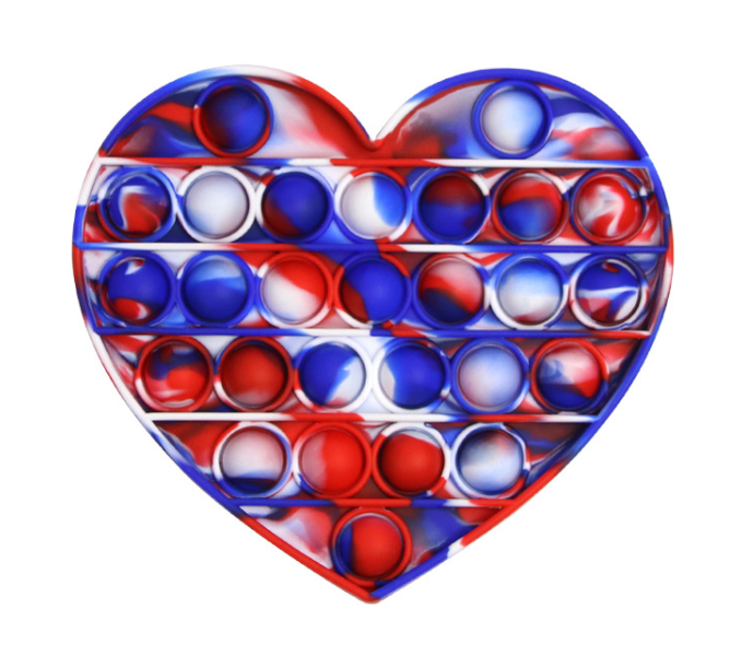 MXM - Pop It! Fidget Push Bubble Sensory Toy Tie-Dye - Heart - Purple/ Blue