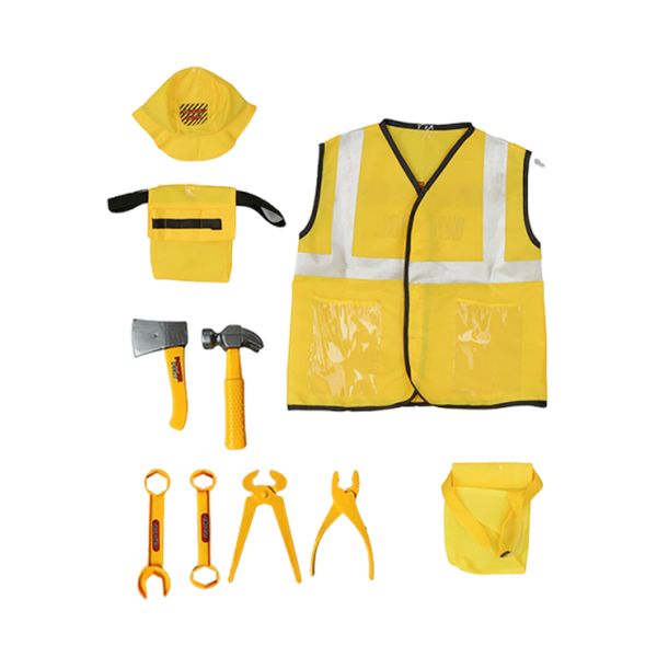 10 Pieces Construction Worker Costume Set Dress Up Role Play Kit for Kids