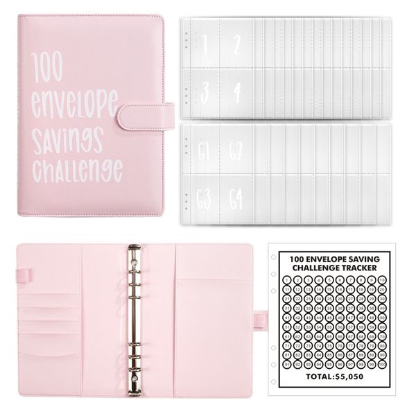 A5 Money Saving Budget Binder,100 Cash Envelopes Challenge Binder&amp;Stickers.