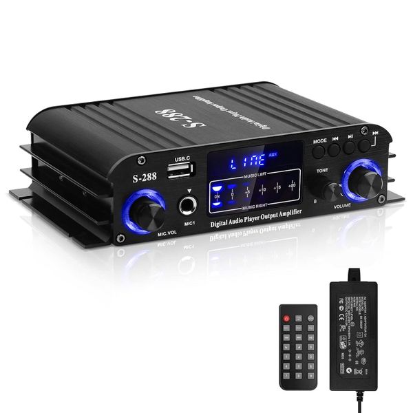 Stereo Audio Amplifier HiFi 4.0 Channel Power Amp for Home Speakers