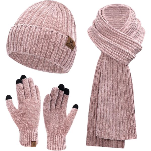 Winter Beanie Hat Scarf Gloves Set for Women