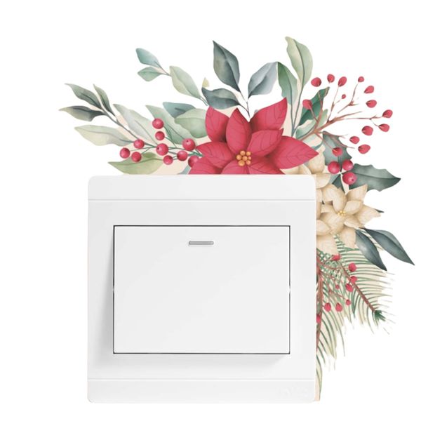 Red Flower Print Switch Outlet Wall Sticker