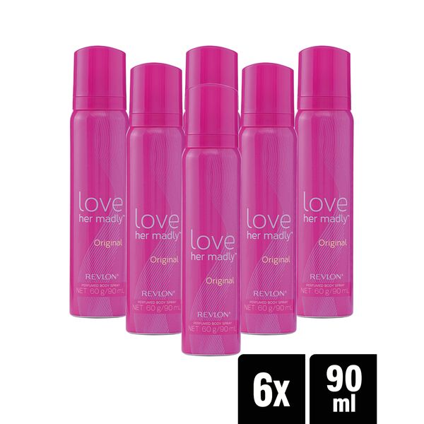 Revlon Love Her Madly Original Perfumed Body Spray - 6 x 90ml