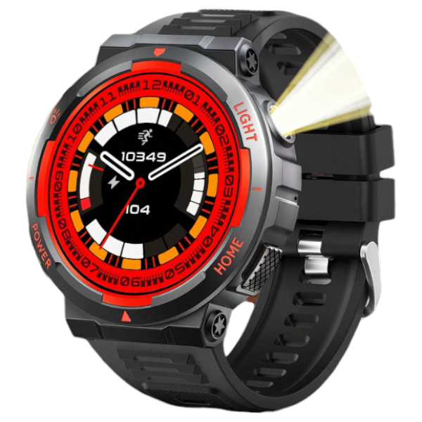 Water-Resistant HD Smart Watch With Built In Flash Light - Grey &amp; Blue