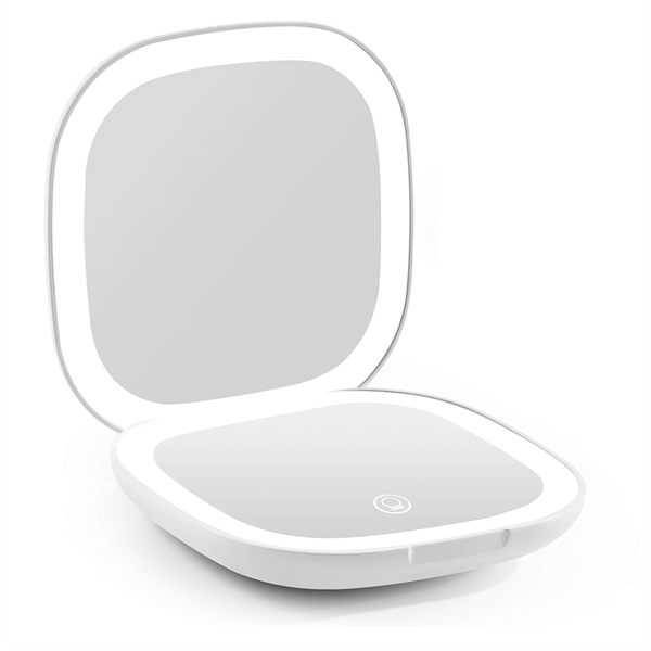 Pocket Magnifying Makeup Mirror With Led Light 3 5 Inches White