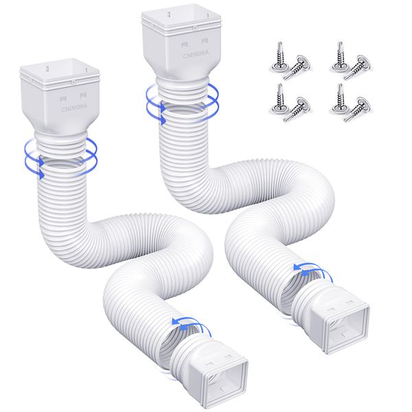 Chenshia Rainwater Drain Downspout Pipe Extenders, Bendable | 2 Piece