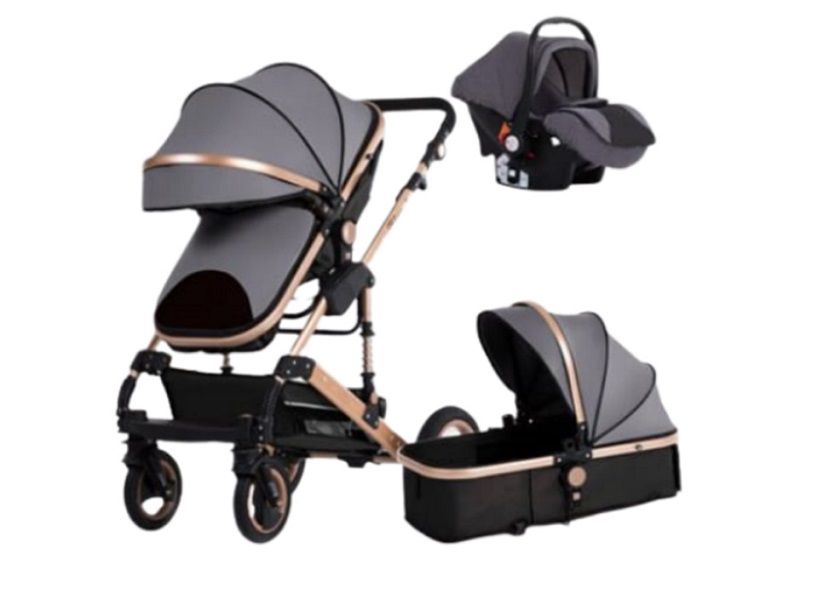 Grey Belecoo 3 in 1 Baby Stroller with Car Seat