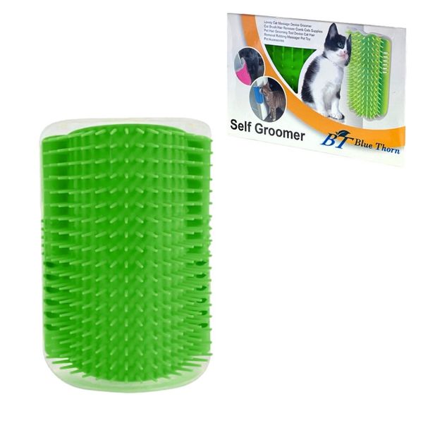 BlueThorn Cat Corner Self Groomer with Catnip - Wall Brush Cat Groomer