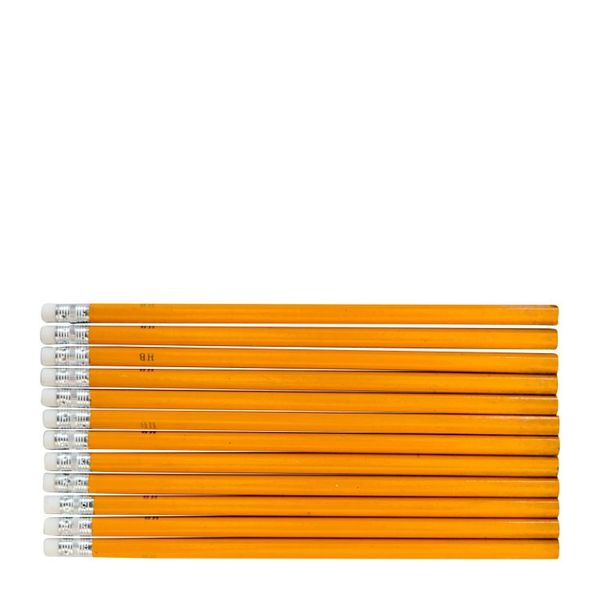 Marlin - 12 HB Yellow Barrel Rubber-tipped Pencils (Pack Of 12)