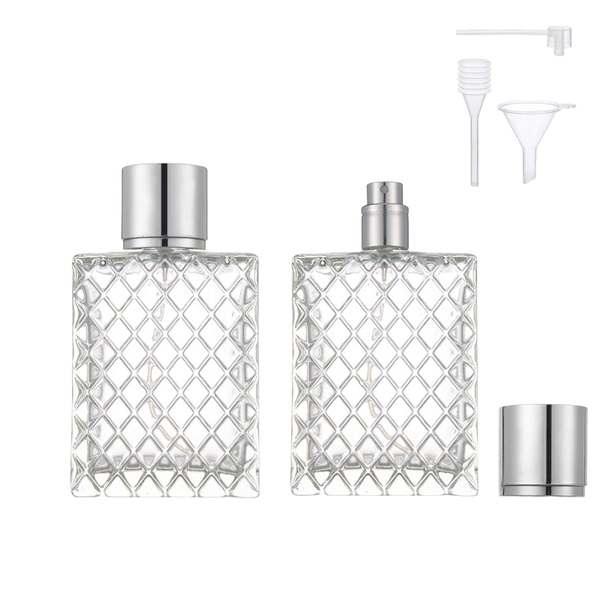 2-Piece 100ml/3.4 oz Refillable Glass Spray Perfume Bottles, Fine Mist Atomizer