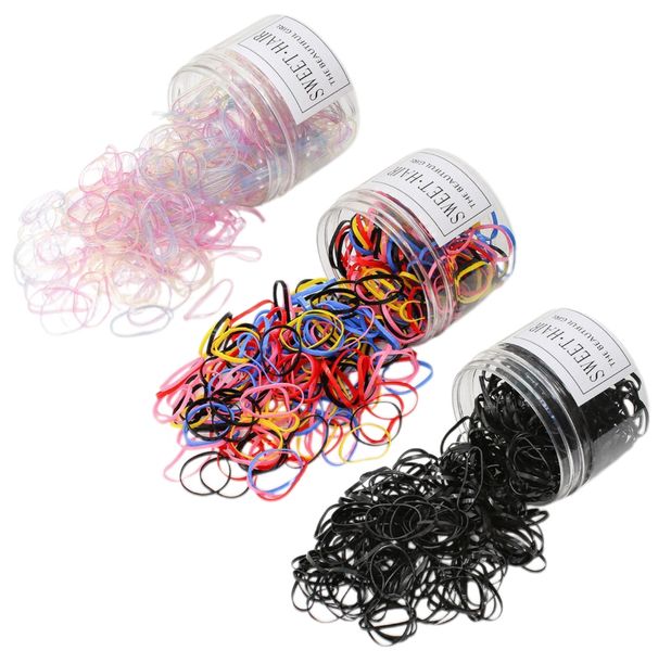 3 Packs 1500 Piece Hair Elastic Band Ponytail Holder