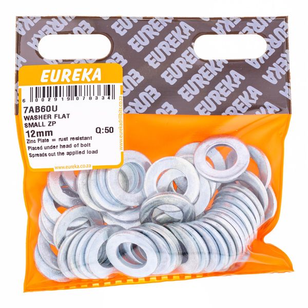 EUREKA Flat Washer Small Zinc Plated 12mm Q:50 7AB60U