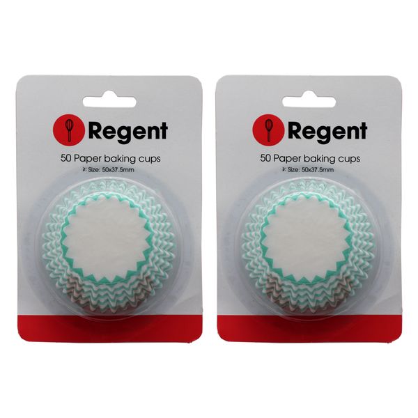Regent Cake Cups Chevron Teal s 50X37.5mm 2 Pack 100 Pieces