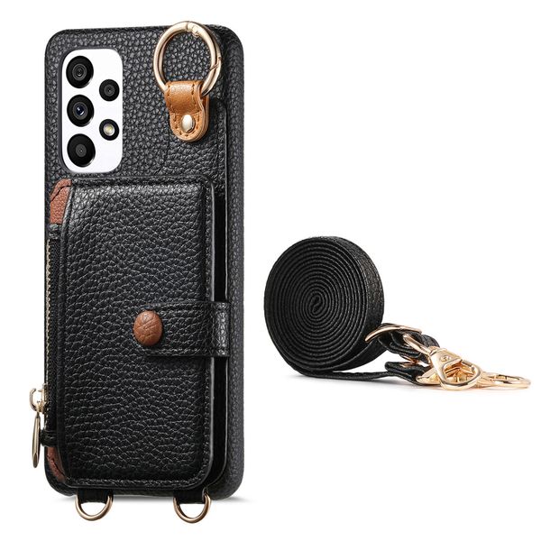 Lychee Pattern Long Rope Phone Case Compatible with Samsung Galaxy S22 Plus