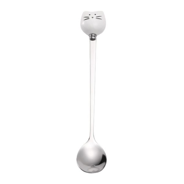 Cute Cat Stainless Steel Long Handle Dessert Spoon