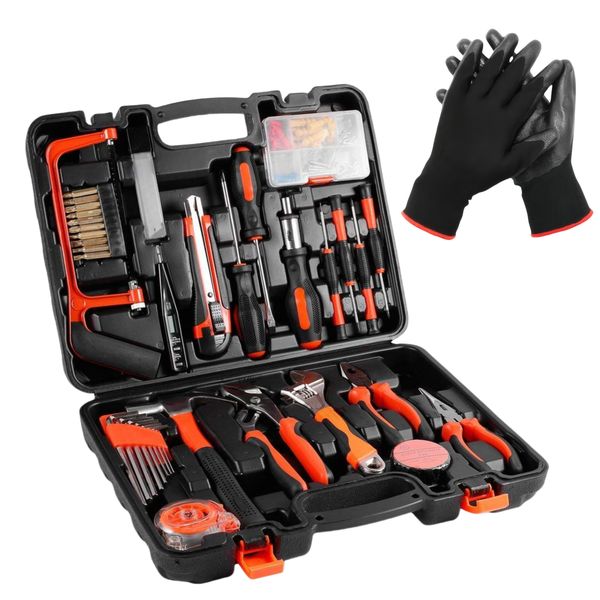 100 Pieces Universal Portable Hand Tool Set With Work Gloves
