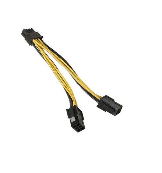 Dual Female 6 pin PCIe Cable to Single Male 8 pin PCIe