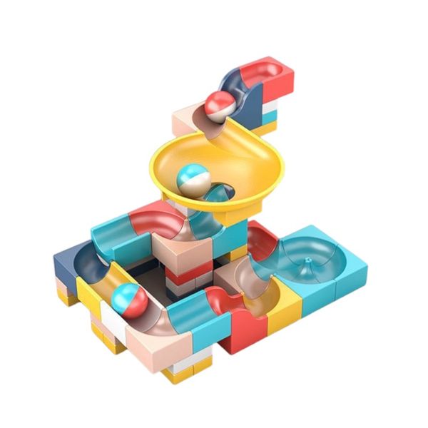 80 Piece Large Particle Marble Run Building Block Set - Multicolor