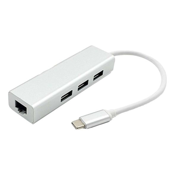 USB-C To USB Hub Ethernet Hub Adapter Lan 2.0 HighSpeed Data Transfer 3por