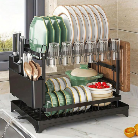 2-Tier Dish Drying Rack with Cutlery Holder & Drain Tray | Shop Today. Get it Tomorrow! | takealot.com